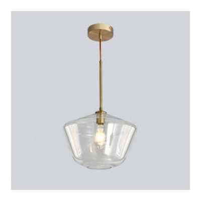 Iron & Glass Pendant Lamp 30x30x95H(Total200H)-Transparent&Gold