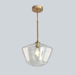 Iron & Glass Pendant Lamp 30x30x95H(Total200H)-Transparent&Gold