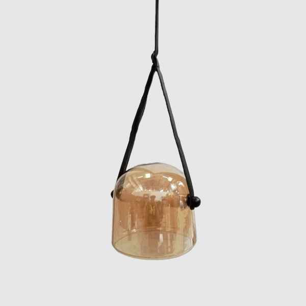 Glass&Leather Pendant Lamp 20x19x150H-Amber