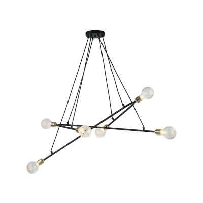 Clear Glass Chandelier w/Gold Socket and Black Metal Body