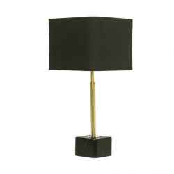 Black Marble Table Lamp w/White Shade