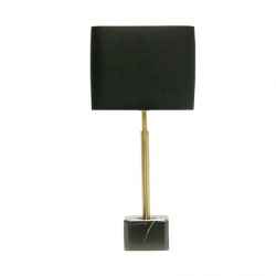 Black Marble Table Lamp w/White Shade