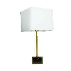 Black Marble Table Lamp w/White Shade