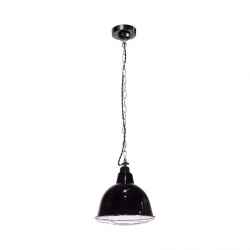 Enamel Pendant Lamp w/Cage-Black